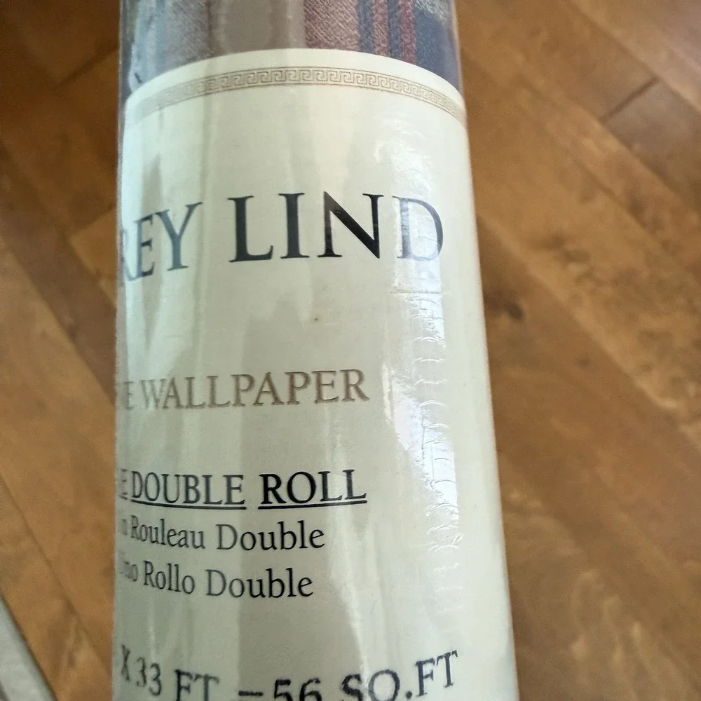6 Rolls York Carey Lind Plaid Wallpaper KP7222 Blue Taupe Rust Vintage 1990s NOS